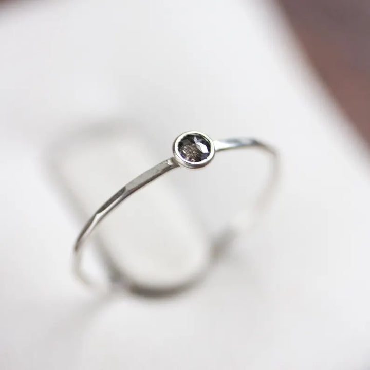 3 MM Salt and Pepper Round Rose Cut Diamond Wedding Ring
