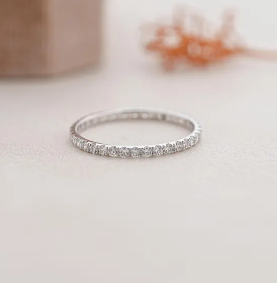 14K White Gold round lab diamond eternity band