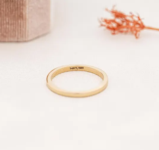 14K Solid Yellow Gold Wedding Unisex engraved Band