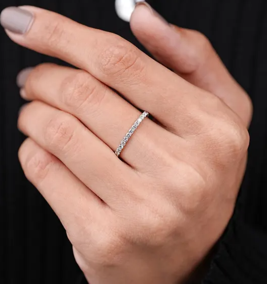 14K White Gold round lab diamond eternity band