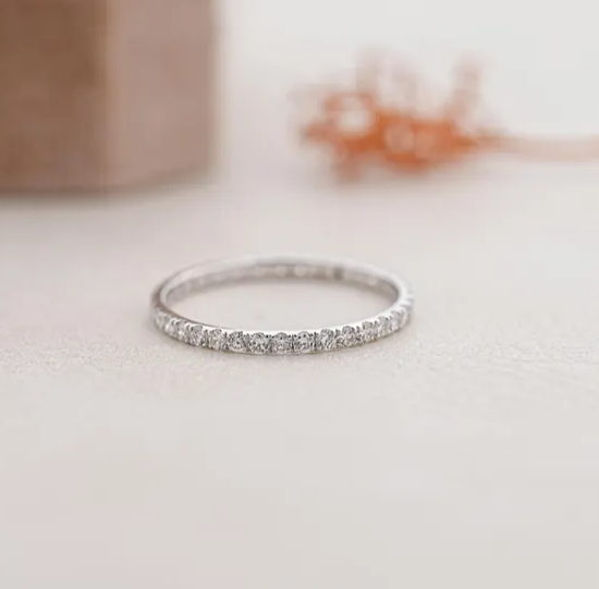 14K White Gold round lab diamond eternity band