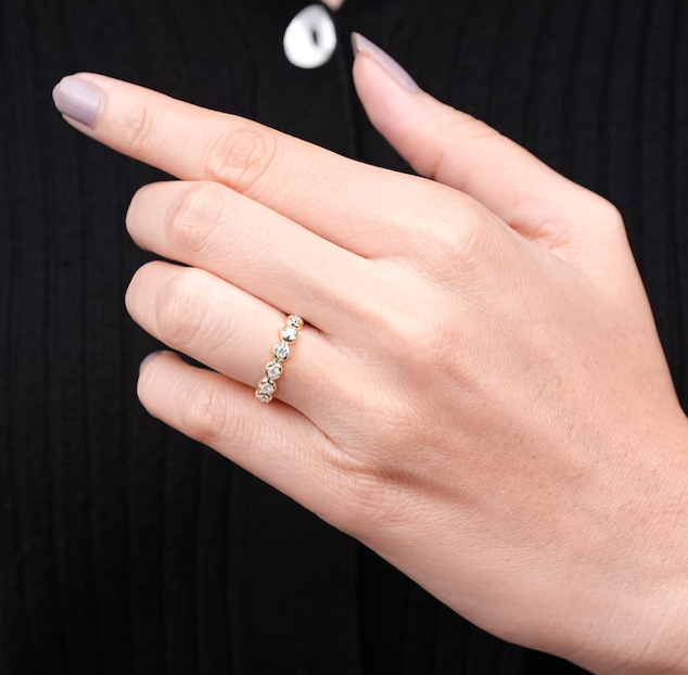 14K White Gold round lab diamond eternity band