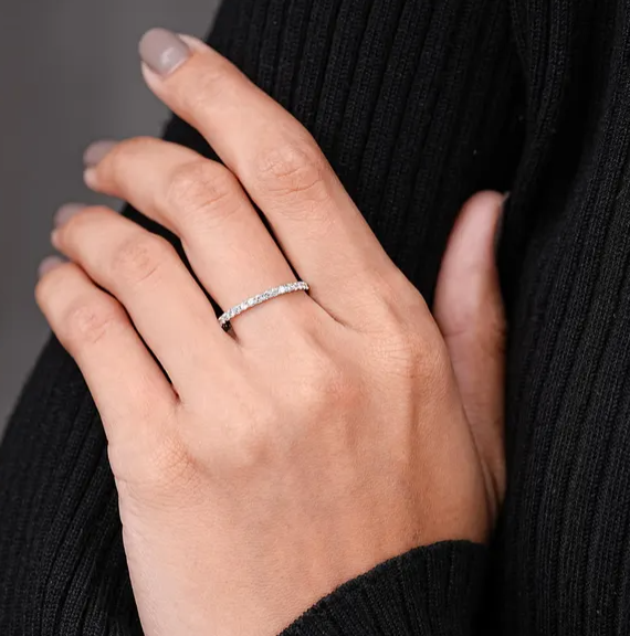 14K White Gold round lab diamond eternity band