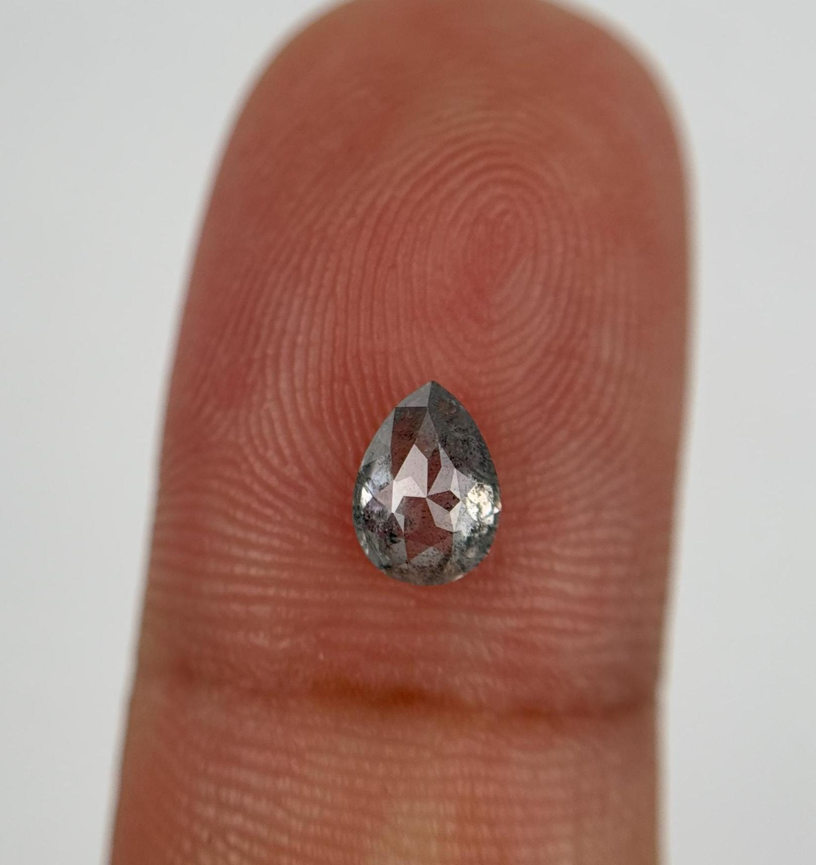 1.96 Ct Pear Rose Cut Grey Natural Unique Diamond