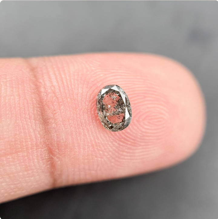 0.49 Ct Oval Rose Cut Grey Natural Minimal Diamond