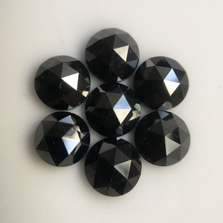 7.50 MM Round Rose Cut Black Natural Loose Diamond