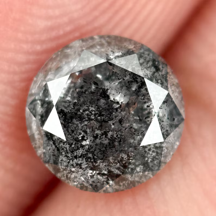 1.12 Ct Round Brilliant Cut Grey Natural Salt and Pepper Diamond