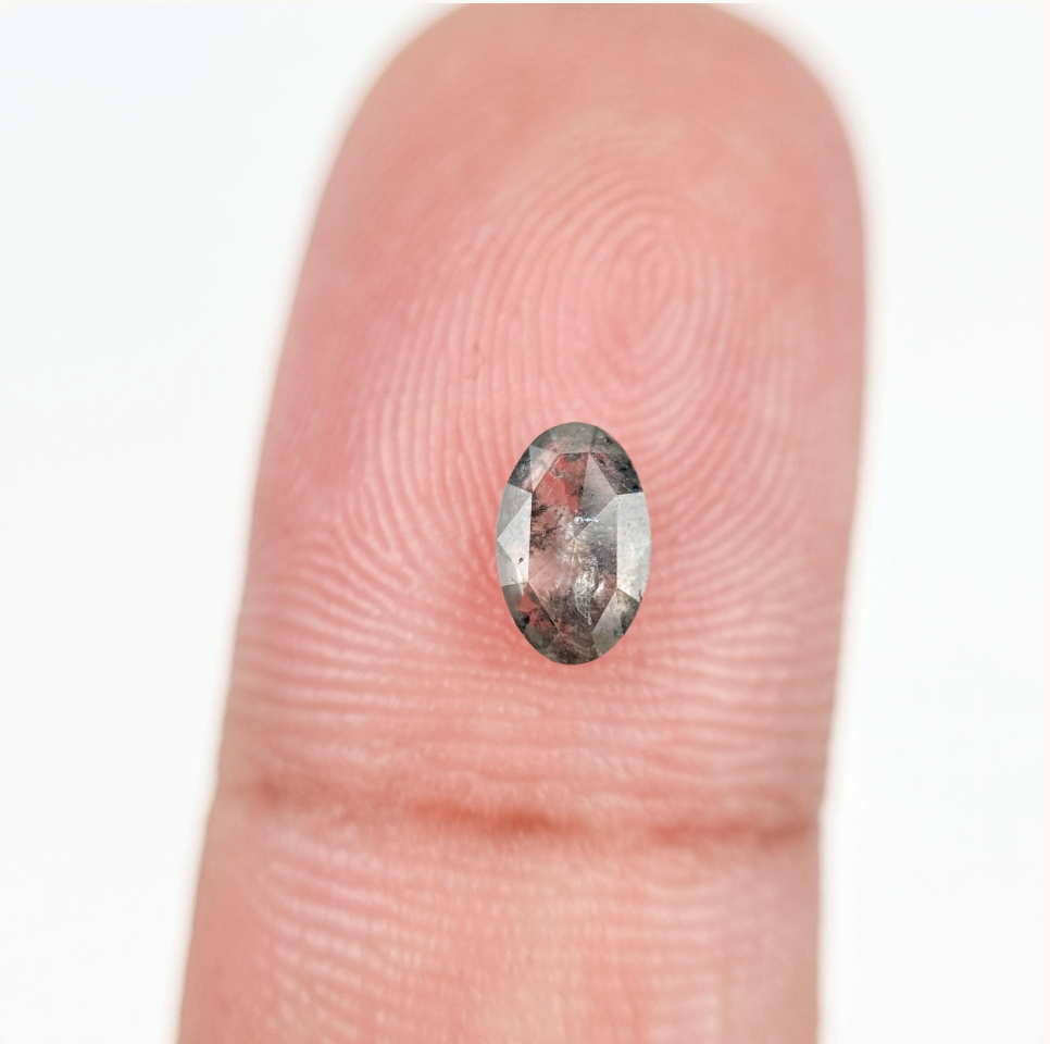 0.49 Ct Oval Rose Cut Grey Natural Fancy Diamond
