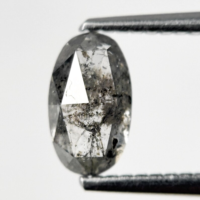 1.09 Ct Oval Rose Cut Grey Natural Galaxy Diamond