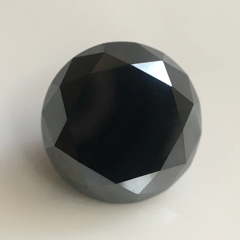 1.50 Ct Round Brilliant Cut Black Natural Loose Diamond, 6.60 MM Round Diamond