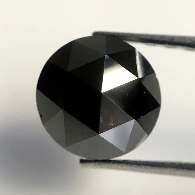 6 MM Round Rose Cut Black Natural Loose Diamond