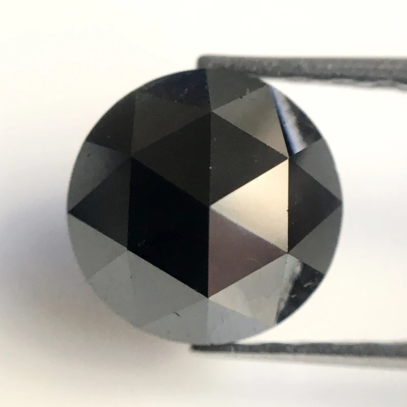 5.00 MM Round Rose Cut Black Natural Loose Diamond