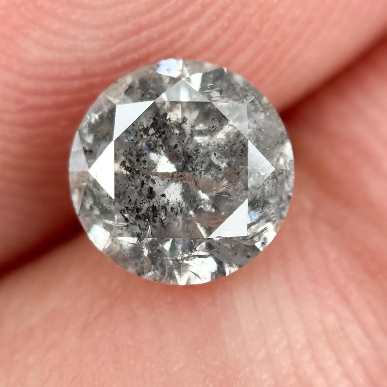 1.10 Ct Round Brilliant Cut Grey Natural Galaxy Diamond