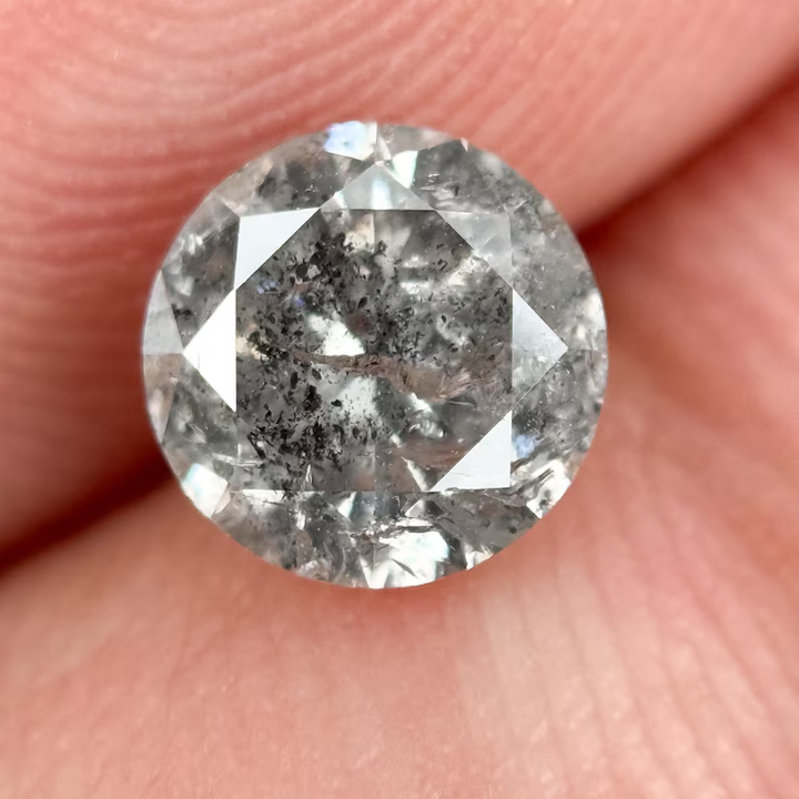 1.10 Ct Round Brilliant Cut Grey Natural Galaxy Diamond