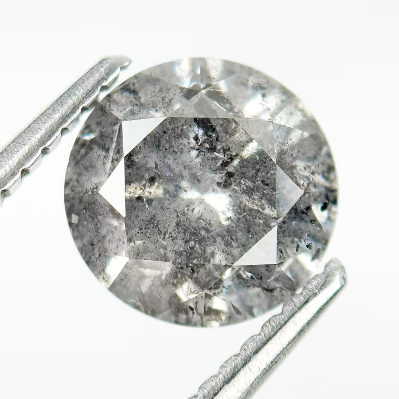 1.75 Ct Round Brilliant Cut Grey Natural Galaxy Diamond