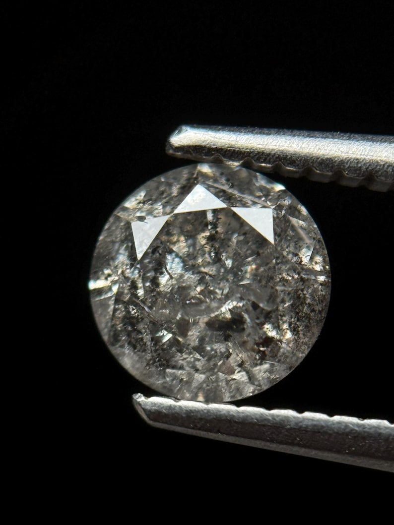1.10 Ct Round Brilliant Cut Grey Natural Salt and Pepper Diamond