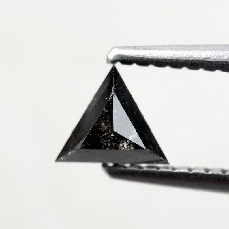 0.43 Ct Triangle Rose Cut Black Natural Minimalist Diamond