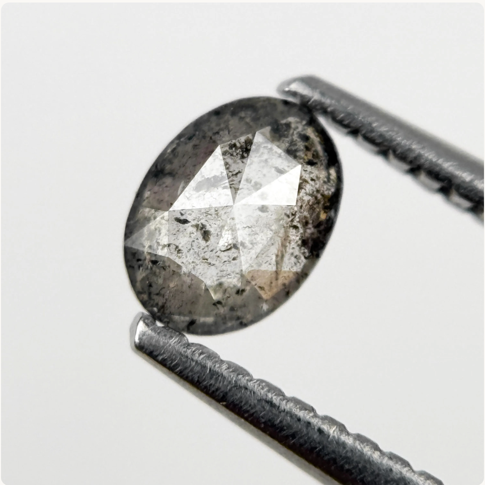 0.46 Ct Oval Rose Cut Grey Natural Minimalist Diamond