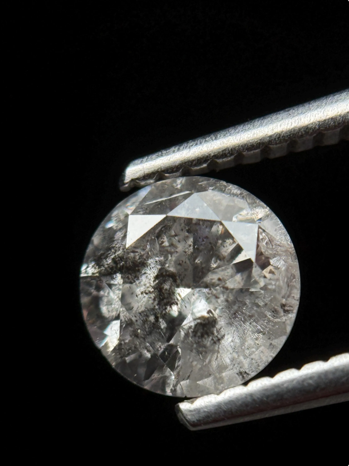 1.03 Ct Round Brilliant Cut Grey Natural Salt and Pepper Diamond