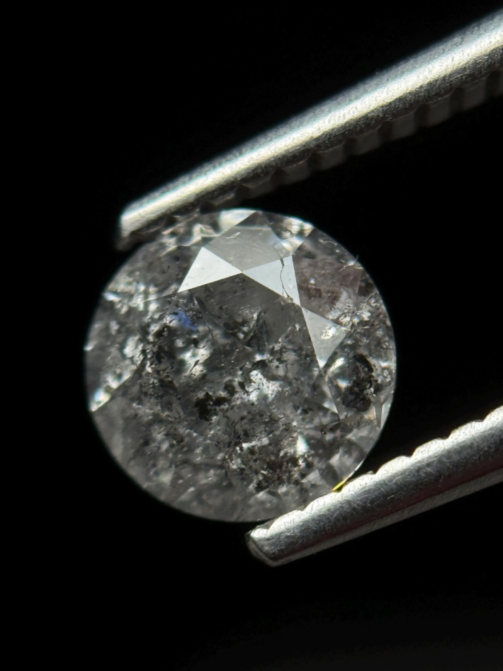1.05 Ct Round Brilliant Cut Grey Natural Salt and Pepper Diamond