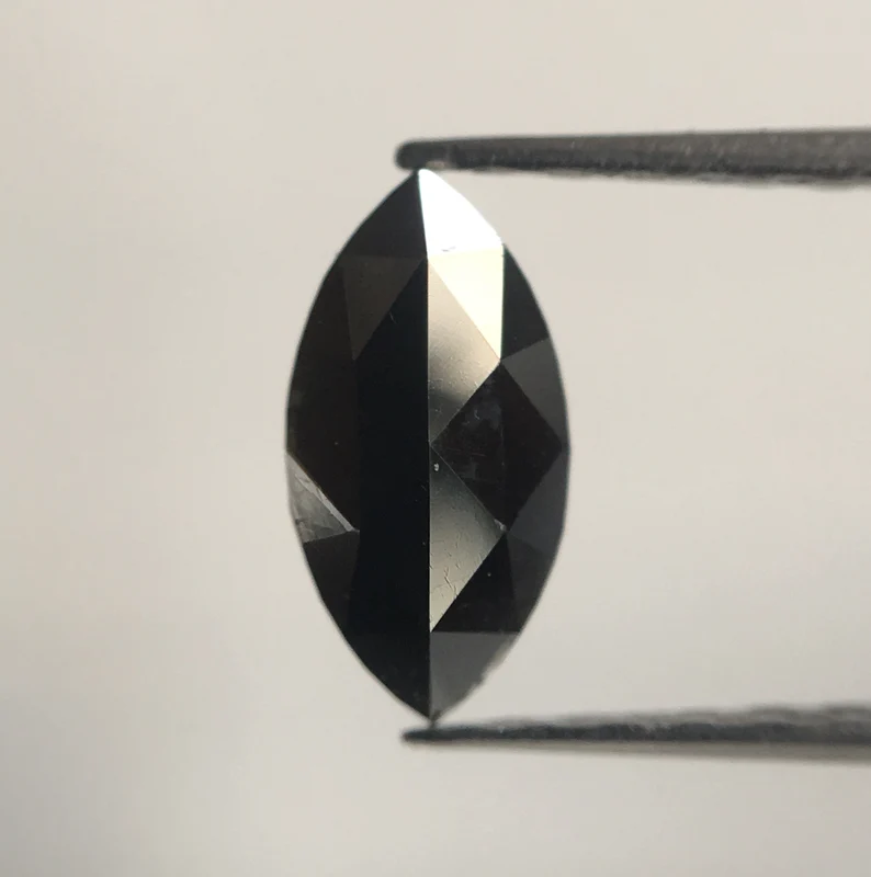 0.48 Ct Marquise Rose Cut, 8.10 MM Black Natural Loose Diamond