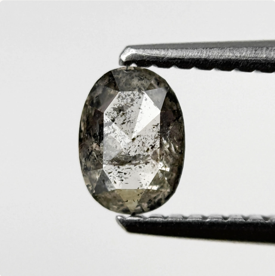 0.49 Ct Oval Rose Cut Grey Natural Minimal Diamond