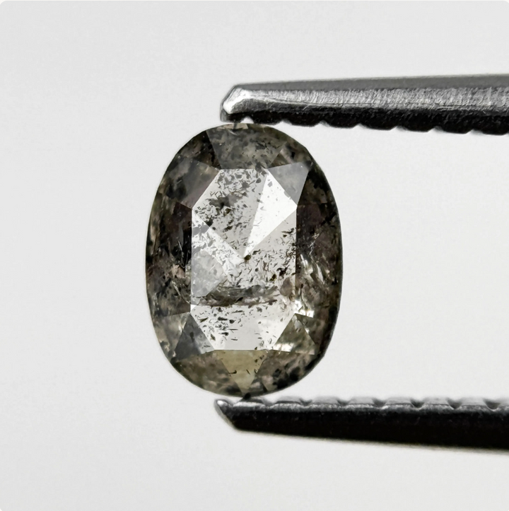 0.49 Ct Oval Rose Cut Grey Natural Minimal Diamond