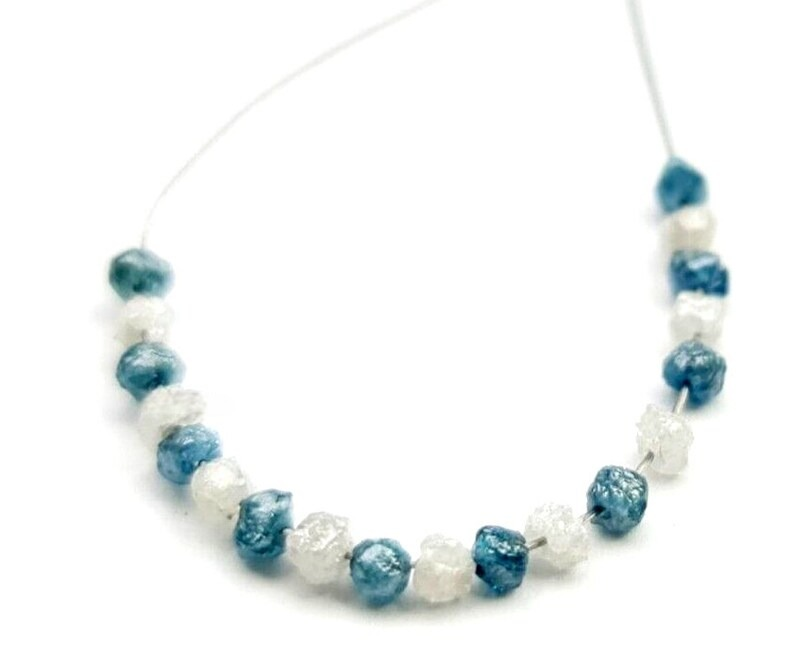 2.0-3.0 MM Beads Checker Blue & White Natural Loose Diamond