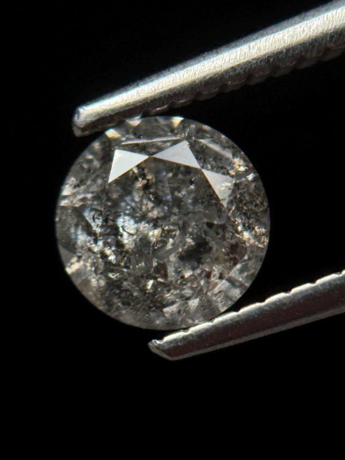 1.10 Ct Round Brilliant Cut Grey Natural Salt and Pepper Diamond