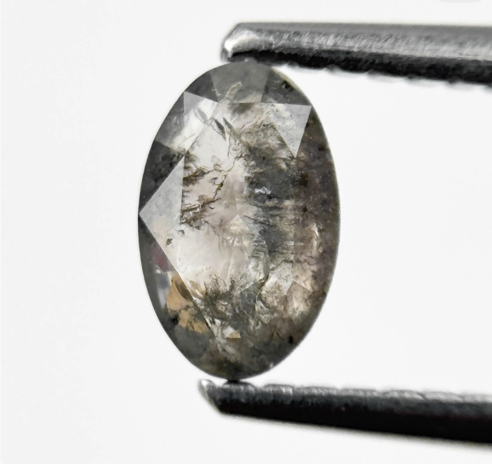 0.49 Ct Oval Rose Cut Grey Natural Fancy Diamond