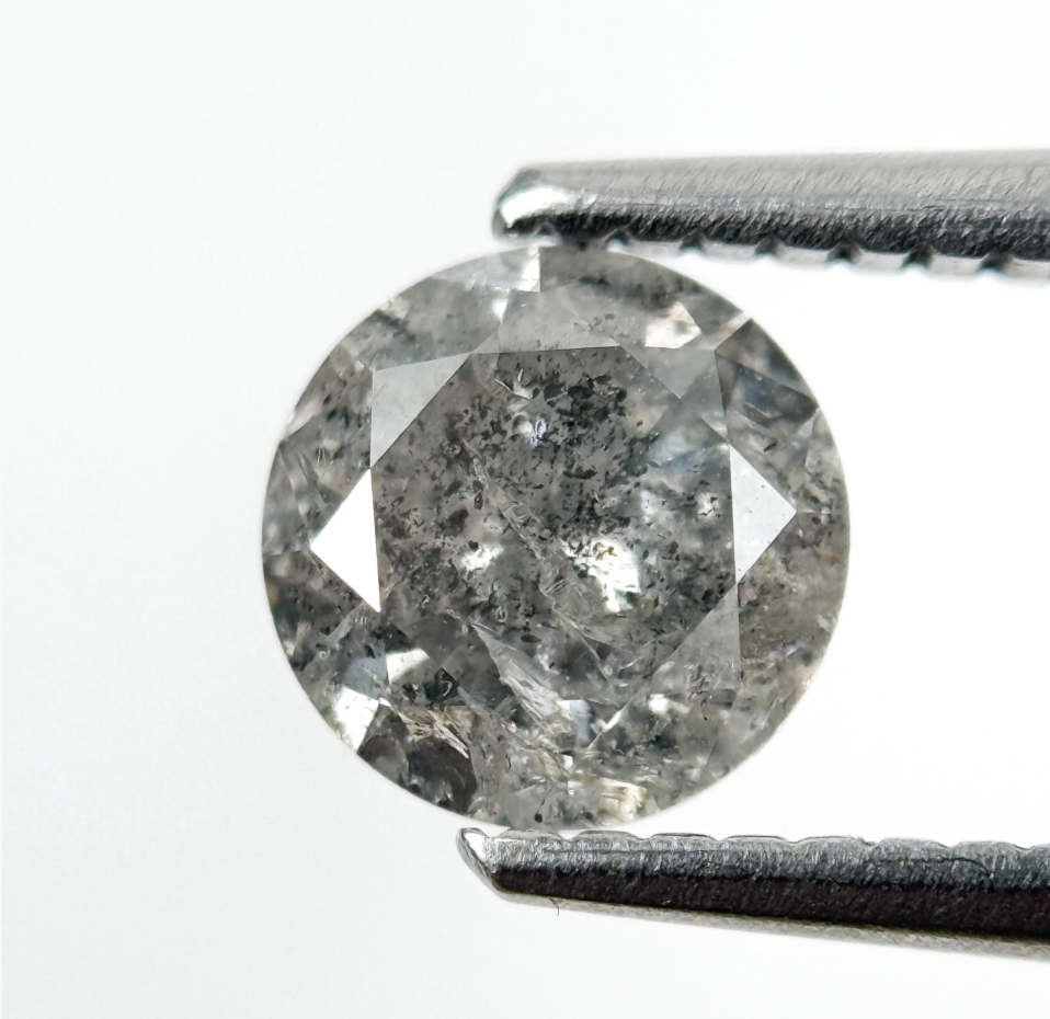 1.10 Ct Round Brilliant Cut Grey Natural Galaxy Diamond