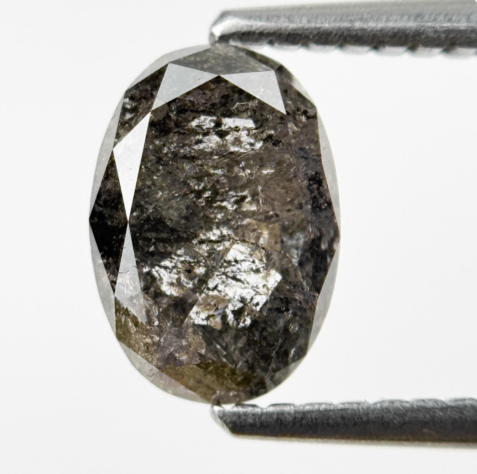 1.26 Ct Oval Rose Cut Grey Natural Fancy Diamond