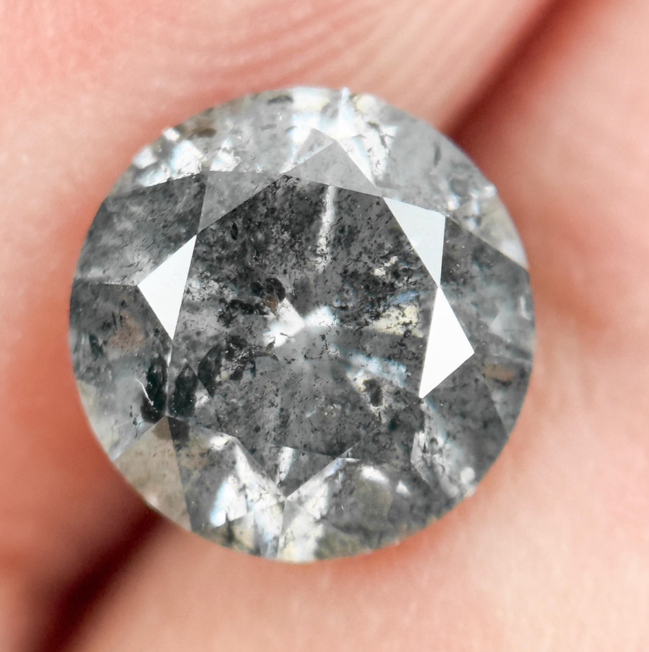 1.75 Ct Round Brilliant Cut Grey Natural Galaxy Diamond