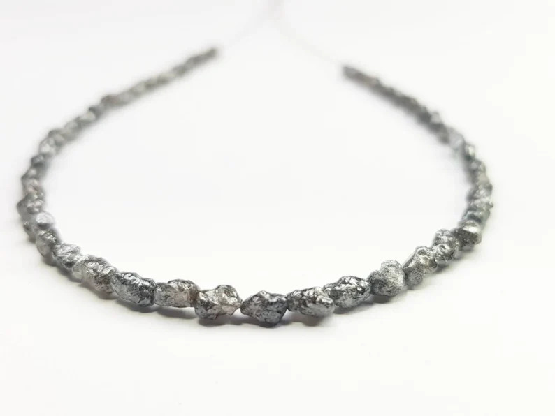 8.0 Ct Beads Checker Gray Natural Salt and Pepper Diamond