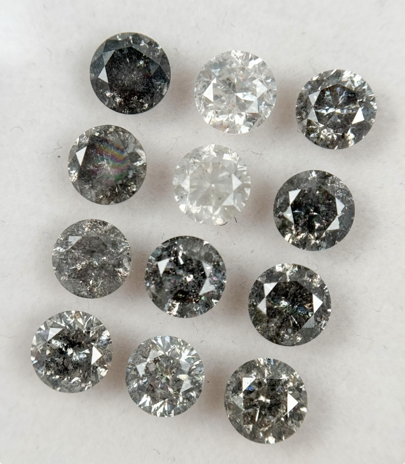 0.50 Ct Round Rose Cut Grey Natural Galaxy Diamond