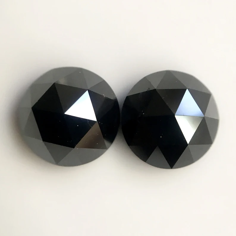 6.50 MM Round Rose Cut Black Natural Loose Diamond