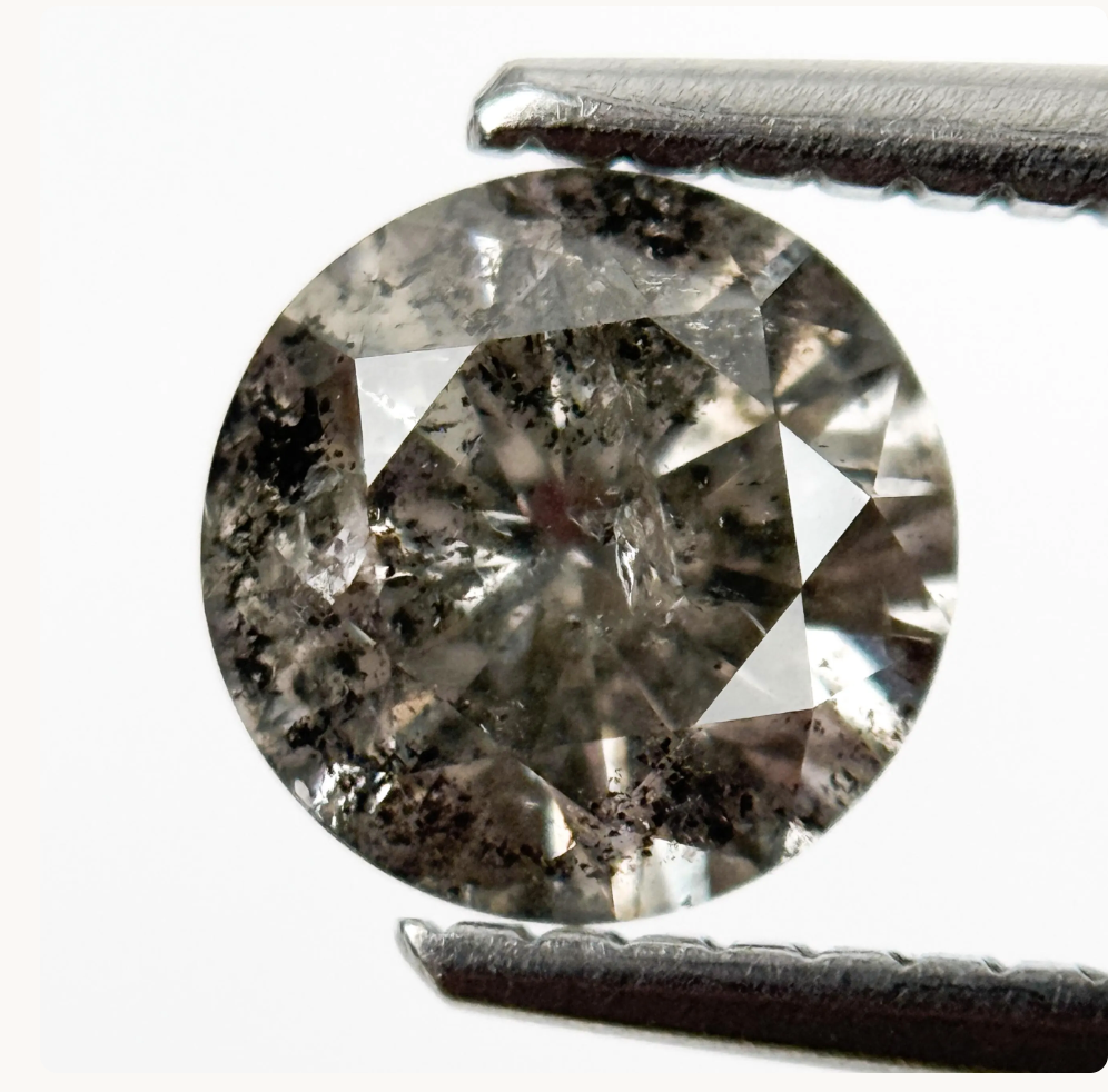1.05 Ct Round Brilliant Cut Grey Natural Galaxy Diamond