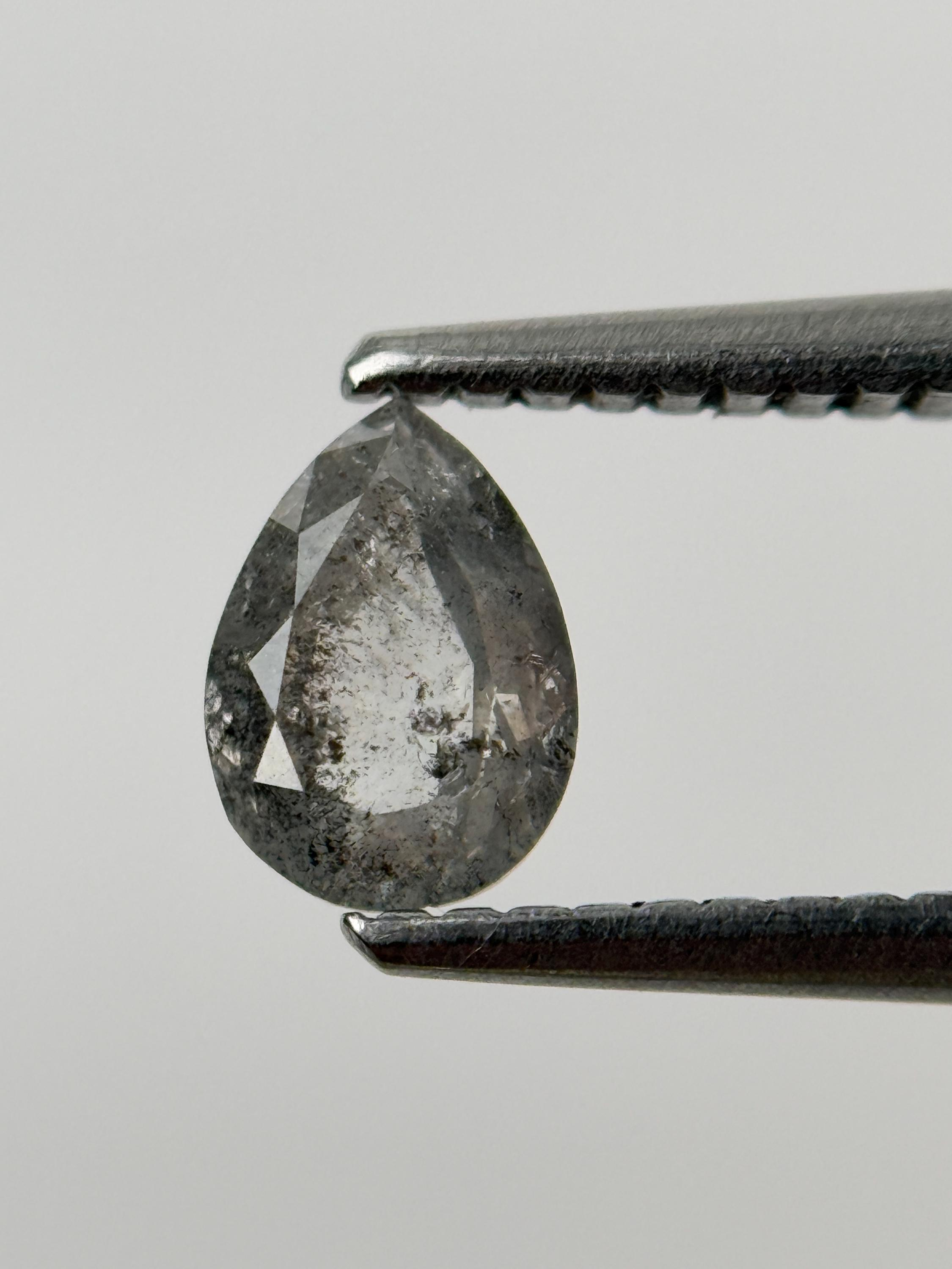 1.96 Ct Pear Rose Cut Grey Natural Unique Diamond