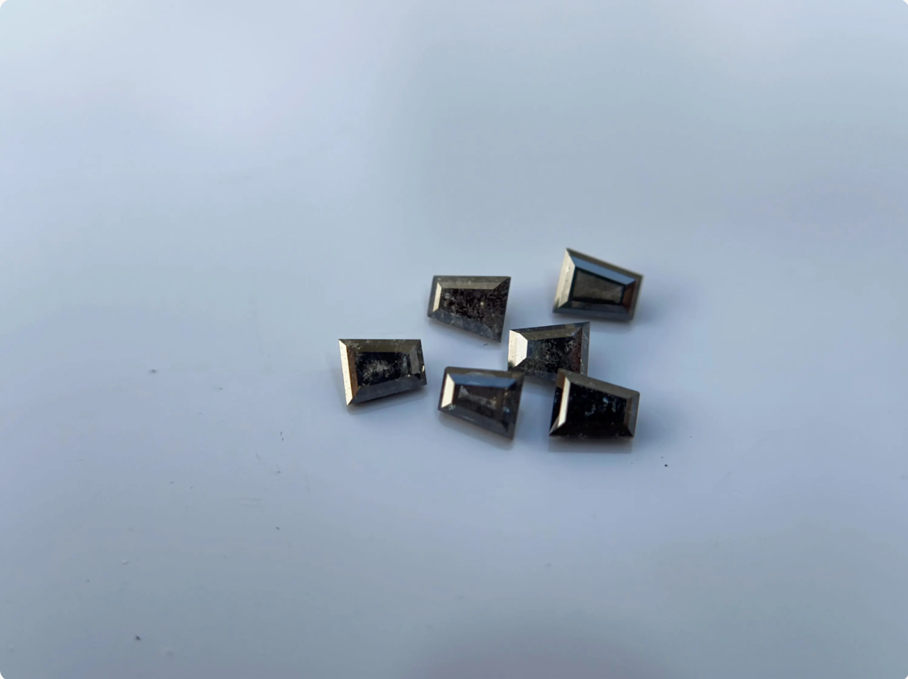 3.0 x 2.5 MM Baguette Rose Cut Grey Natural Salt and Pepper Diamond