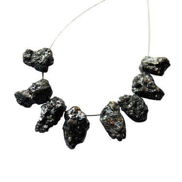 7 Inch Uncut Black Natural Loose Fancy Beads Diamond