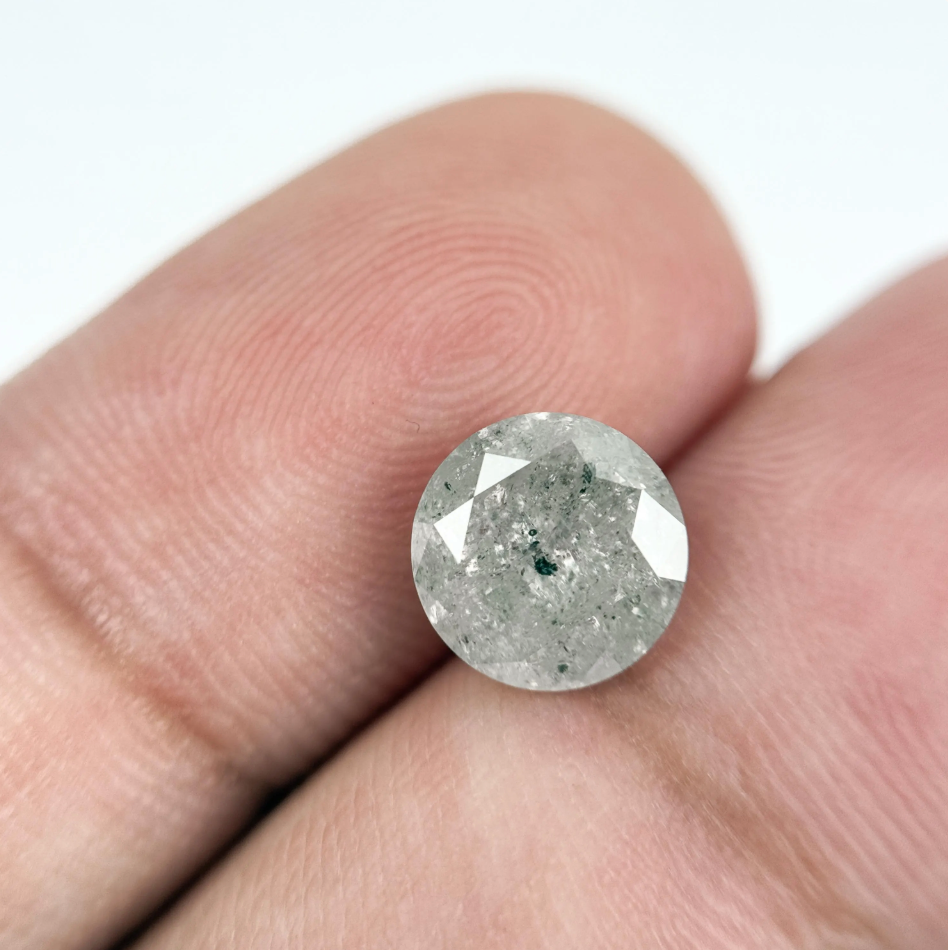 2.05 Ct Round Brilliant Cut White Natural Salt and Pepper Diamond