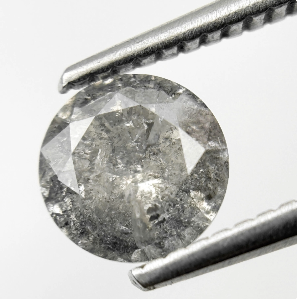1.03 Ct Round Brilliant Cut Grey Natural Salt and Pepper Diamond