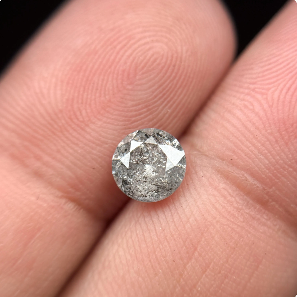 1.17 Ct Round Brilliant Cut Grey Natural Fancy Diamond