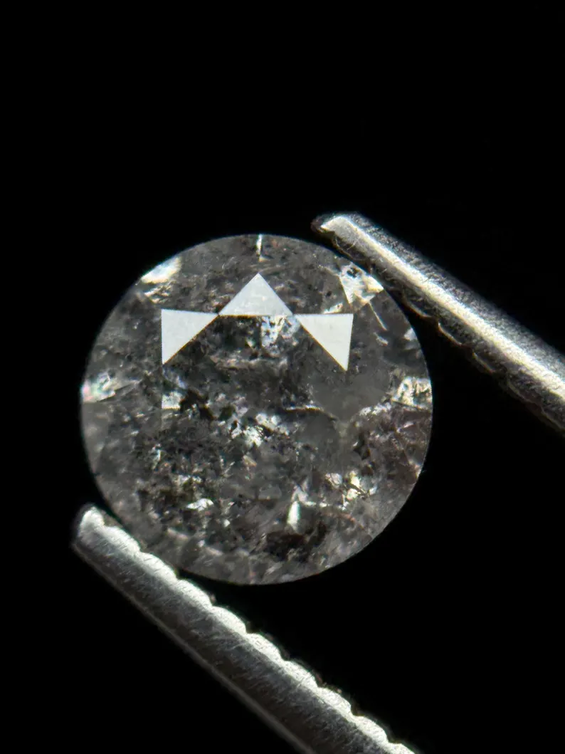 1.05 Ct Round Brilliant Cut Grey Natural Salt and Pepper Diamond