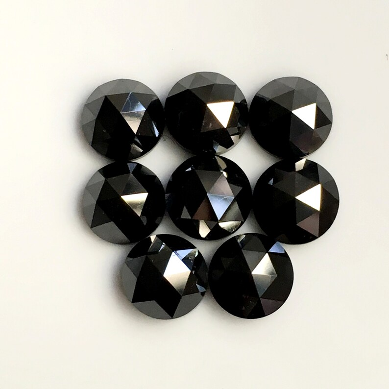 8 MM Round Rose Cut Black Natural Loose Diamond