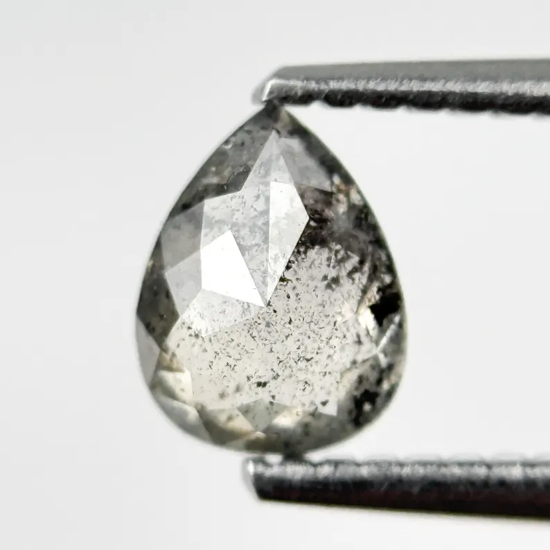 0.74 Ct Pear Rose Cut Grey Natural Minimal Diamond