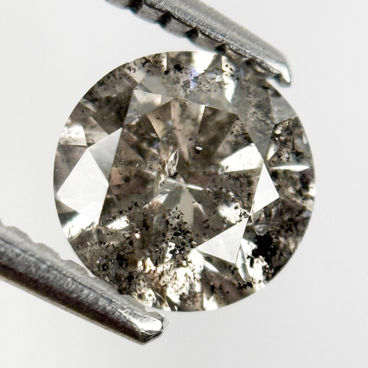 1.05 Ct Round Brilliant Cut Grey Natural Galaxy Diamond