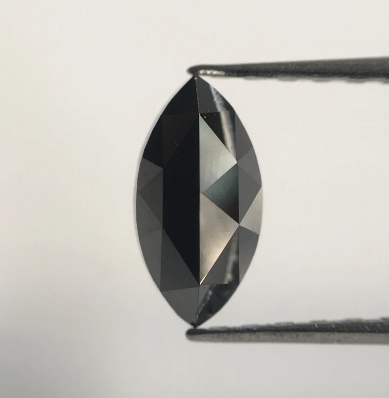 0.66 Ct Marquise Rose Cut, 8 MM Black Natural Loose Diamond