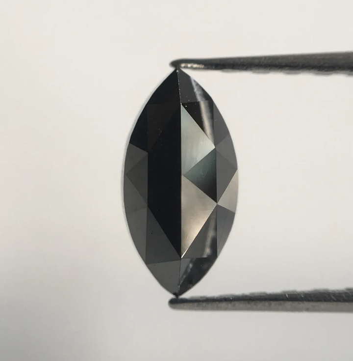 0.66 Ct Marquise Rose Cut, 8 MM Black Natural Loose Diamond