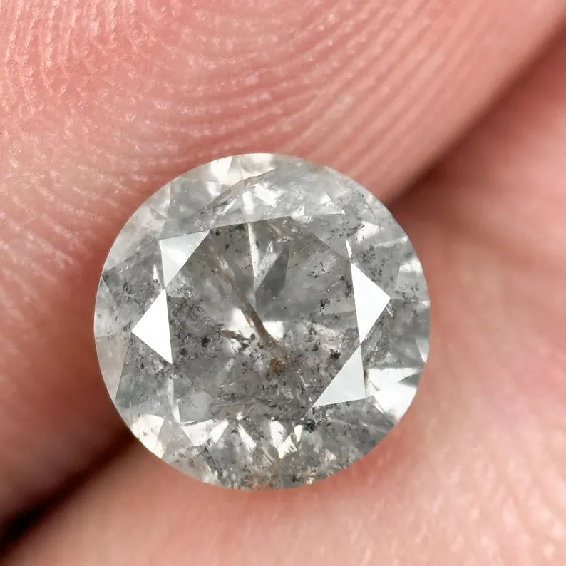 1.25 Ct Round Brilliant Cut Grey Natural Fancy Diamond